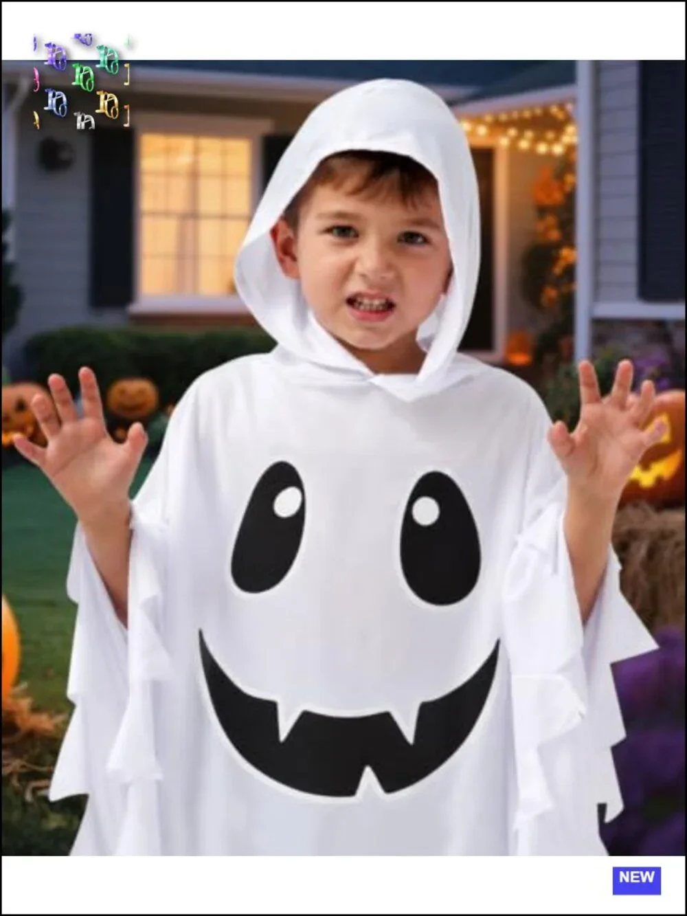 Kids Ghost Halloween Costume Hooded Cape Glow in Dark Polyester Party Favor